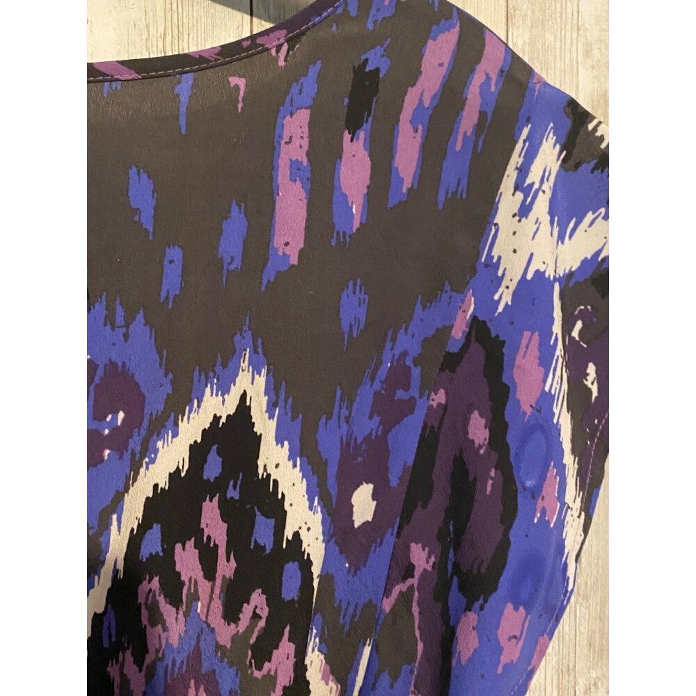 5/48 Purple Blue Multicolor Short Sleeve Tie Waist Dress Size XS Saks - Picture 8 of 11